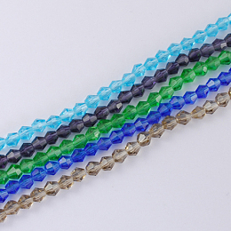 Honeyhandy Imitation Austrian Crystal 5301 Bicone Beads, Faceted Glass Beads Strands, Mixed Color, 2x3mm, Hole: 0.5mm, about 160~180pcs/strand, 16.54 inch~17.32 inch(42~44cm)