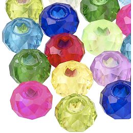 CHGCRAFT 100pcs Faceted Rondelle Beads Large Hole Acrylic Beads Plastic Rondelle Beads Acrylic Loose Beads for DIY Craft Necklaces Bracelets Jewelry Making 5.5mm Hole, Mixed Color