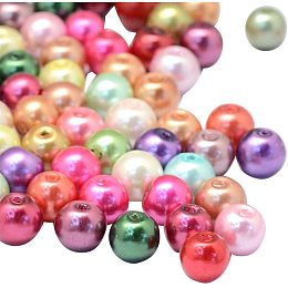 Pandahall Elite About 227 Pieces 12mm Tiny Satin Luster Glass Pearl Beads Painted Round Spacer Bead for Jewelry Making Mixed Colors