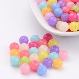 Arricraft Imitation Jelly Acrylic Beads, Round, Mixed Color, 8mm, Hole: 2mm, about 1892pcs/500g