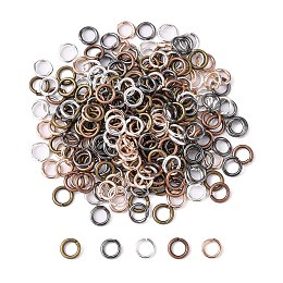 Honeyhandy Open Jump Rings Brass Jump Rings, Mixed Color, 6x1mm, 18 Gauge, Inner Diameter: 4mm, about 4160pcs/500g