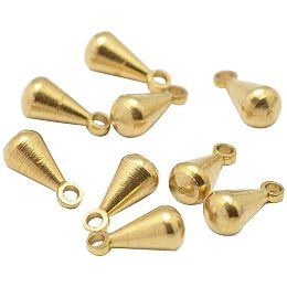 CHGCRAFT 100Pcs Brass Teardrop Charms Unplated Chain Extender Charms with Hole for DIY Bracelet Necklace Jewelry Making