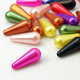 Honeyhandy ABS Plastic Imitation Pearl, teardrop, Mixed Color, 18x7mm