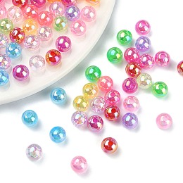 Honeyhandy Transparent Acrylic Beads, AB Colors Plated, Round, Mixed Color, 8mm, Hole: 2mm