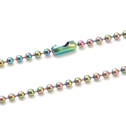 Honeyhandy Ion Plating(IP) 304 Stainless Steel Ball Chain Necklaces, with Ball Chain Connectors, Rainbow Color, 23.62 inch(60cm), Beads: 1.6mm