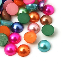 Honeyhandy Imitation Pearl Acrylic Cabochons, Half Round/Dome, Mixed Color, 4x2mm, about 10000pcs/bag