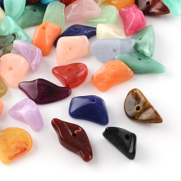 Honeyhandy Chip Imitation Gemstone Acrylic Beads, Mixed Color, 19~28x14~19x6~13mm, Hole: 2mm, about 310pcs/500g