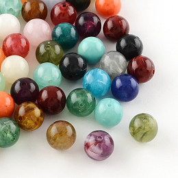 Arricraft Round Imitation Gemstone Acrylic Beads, Mixed Color, 8mm, Hole: 2mm, about 1700pcs/500g