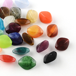 Honeyhandy Rhombus Imitation Gemstone Acrylic Beads, Mixed Color, 16.5x13x8mm, Hole: 2mm, about 700pcs/500g