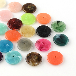 Arricraft Flat Round Imitation Gemstone Acrylic Beads, Mixed Color, 26x6mm, Hole: 2.5mm, about 110pcs/500g