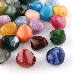 Honeyhandy Nuggets Imitation Gemstone Acrylic Beads, Mixed Color, 25x24x17mm, Hole: 3mm, about 84pcs/500g