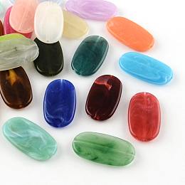 Honeyhandy Oval Imitation Gemstone Acrylic Beads, Mixed Color, 29x16x4mm, Hole: 1.5mm, about 390pcs/500g