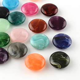 Honeyhandy Flat Round Imitation Gemstone Acrylic Beads, Mixed Color, 22x8.5mm, Hole: 2mm, about 190pcs/500g