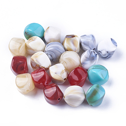 Honeyhandy Acrylic Beads, Imitation Gemstone Style, Nuggets, Mixed Color, 15.5x12x12mm, Hole: 1.8mm, about 310pcs/500g