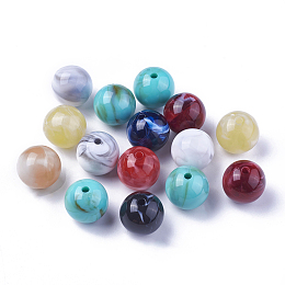 Arricraft Acrylic Beads, Imitation Gemstone Style, Round, Mixed Color, 15.5~16x15mm, Hole: 2mm, about 220pcs/500g