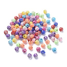 Honeyhandy Plating Acrylic Beads, Metal Enlaced, Round, Mixed Color, 7~8x7~8x7~8mm, Hole: 2mm, about 1800pcs/500g