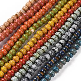 Honeyhandy Handmade Fancy Antique Glazed Porcelain Ceramic Round Beads Strands, Mixed Color, 6mm, Hole: 2mm, about 60pcs/strand, 12.59 inch