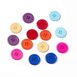 Honeyhandy Resin Buttons, Dyed, Flat Round, Mixed Color, 22x3mm, Hole: 2mm, 195pcs/bag