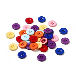 Honeyhandy Resin Buttons, Dyed, Flat Round, Mixed Color, 15x2.5mm