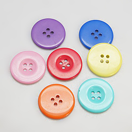 Honeyhandy Resin Buttons, Dyed, Flat Round, Mixed Color, 28x3mm