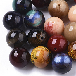 Honeyhandy Resin Beads, Imitation Gemstone, Round, Mixed Color, 20mm, Hole: 2mm