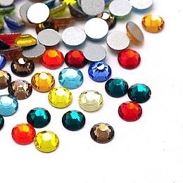 Honeyhandy Glass Flat Back Rhinestone, Grade A, Back Plated, Faceted, Half Round, Mixed Color, 6.3~6.5mm, about 288pcs/bag