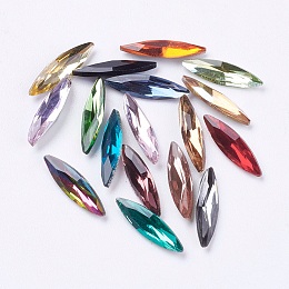 Honeyhandy Imitation Austrian Crystal Glass Rhinestone, Grade A, Pointed Back & Back Plated, Horse Eye, Mixed Color, 14~14.5x4x2.5~3mm