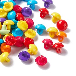 Honeyhandy Acrylic Shank Buttons, Opaque Acrylic Button Beads, Half Round, Mixed Color, bout 10.5mm in diameter, 10mm thick, hole: 2mm, about 1350pcs/500g