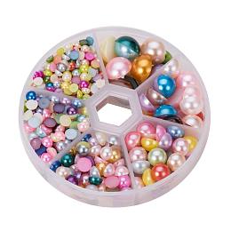 ARRICRAFT 1 Box Mixed Color Mixed Sizes Flat back Pearl Cabochon, about 690pcs/box