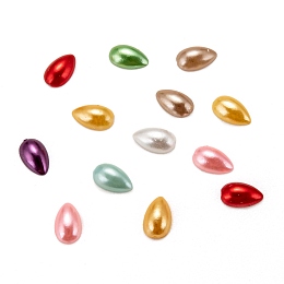 ABS Plastic Imitation Pearl Cabochons, Teardrop, Mixed Color, 8x5x2.5mm