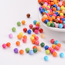 Honeyhandy Solid Chunky Acrylic Ball Beads, Round, Mixed Color, 4mm, Hole: 1mm, about 14800pcs/500g