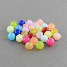 Arricraft Imitation Jelly Acrylic Beads, Round, Mixed Color, 8mm, Hole: 1.5mm, about 1700pcs/500g