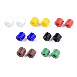 Honeyhandy Opaque Glass Bugle Beads, Round Hole, Mixed Color, 7~7.5x6~6.5mm, Hole: 2.5mm, about 800pcs/bag