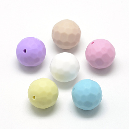 ARRICRAFT Food Grade Eco-Friendly Silicone Beads, Chewing Beads For Teethers, DIY Nursing Necklaces Making, Faceted Round, Mixed Color, 15.5mm, Hole: 1mm