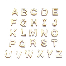 Honeyhandy 304 Stainless Steel Charms, Alphabet, Golden, Letter A~Z, 11x6~12x0.8mm, Hole: 1mm, 26pcs/set