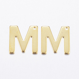 Honeyhandy 304 Stainless Steel Charms, Letter, Initial Charms, Letter.M, 11x6~12x0.8mm, Hole: 1mm