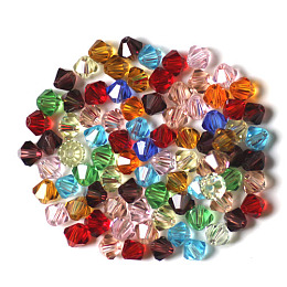 Honeyhandy Imitation Austrian Crystal Beads, Grade AAA, Faceted, Bicone, Mixed Color, 4x4mm, Hole: 0.7~0.9mm