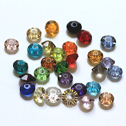 Honeyhandy Imitation Austrian Crystal Beads, Grade AAA, Faceted, Flat Round, Mixed Color, 6x3.5mm, Hole: 0.7~0.9mm