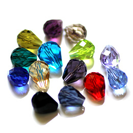 Honeyhandy Imitation Austrian Crystal Beads, Grade AAA, Faceted, teardrop, Mixed Color, 6x8mm, Hole: 0.7~0.9mm