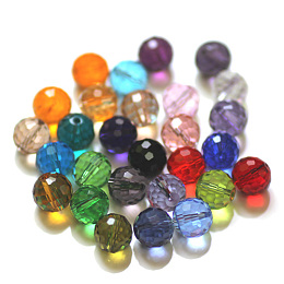 Honeyhandy Imitation Austrian Crystal Beads, Grade AAA, Faceted, Round, Mixed Color, 8mm, Hole: 0.9~1mm