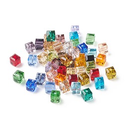 Honeyhandy Imitation Austrian Crystal Beads, Grade AAA, Faceted, Cube, Mixed Color, 4x4x4mm(size within the error range of 0.5~1mm), Hole: 0.7~0.9mm