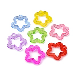 Honeyhandy Transparent Acrylic Pendants, Flower, Mixed Color, 32x29x4mm, Hole: 3mm, about 340pcs/500g