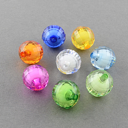 Honeyhandy Transparent Acrylic Beads, Bead in Bead, Faceted, Round, Mixed Color, 16mm, Hole: 2mm, about 220pcs/500g