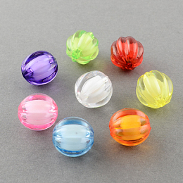 Honeyhandy Transparent Acrylic Beads, Bead in Bead, Round, Pumpkin, Mixed Color, 14mm, Hole: 2mm, about 390pcs/500g