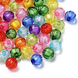 Honeyhandy Transparent Acrylic Beads, Bead in Bead, Round, Pumpkin, Mixed Color, 8mm, Hole: 2mm, about 2150pcs/500g