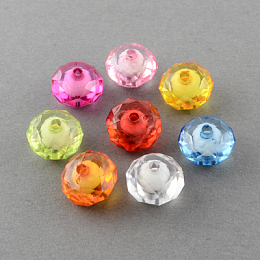 Honeyhandy Transparent Acrylic Beads, Bead in Bead, Faceted, Rondelle, Mixed Color, 8x6mm, Hole: 2mm, about 2700pcs/500g