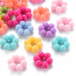 Arricraft Opaque Acrylic Bead Frames, Flower, Mixed Color, 16.5x15.5x6mm, Hole: 2mm, about 674pcs/500g