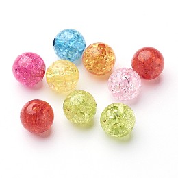 Honeyhandy Transparent Crackle Acrylic Beads, Round, Mixed Color, 10mm, Hole: 2mm