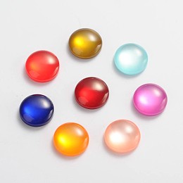 Honeyhandy Resin Cabochons, Imitation Cat Eye, Half Round, Mixed Color, 12x4mm