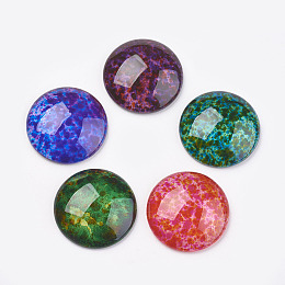 Honeyhandy Transparent Spray Painted Glass Cabochons, Half Round/Dome, Mixed Color, 25x6.5~7.5mm